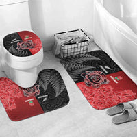 New Zealand And England Rugby Bathroom Set Red Rose Mix Maori Pattern - Polynesian Pride