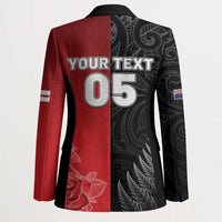New Zealand And England Rugby Custom Blazer Red Rose Mix Maori Pattern - Polynesian Pride