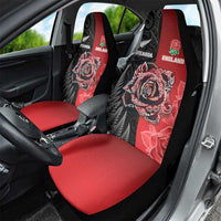 New Zealand And England Rugby Car Seat Cover Red Rose Mix Maori Pattern - Polynesian Pride