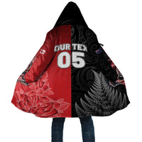 New Zealand And England Rugby Custom Cloak Red Rose Mix Maori Pattern LT05 Unisex Black - Polynesian Pride