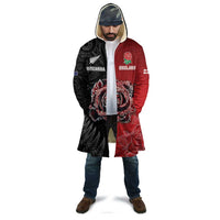 New Zealand And England Rugby Custom Cloak Red Rose Mix Maori Pattern LT05 - Polynesian Pride