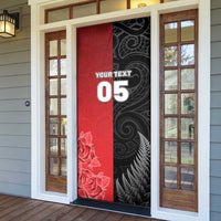 New Zealand And England Rugby Custom Door Cover Red Rose Mix Maori Pattern LT05 - Polynesian Pride