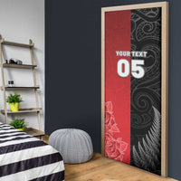 New Zealand And England Rugby Custom Door Cover Red Rose Mix Maori Pattern LT05 - Polynesian Pride