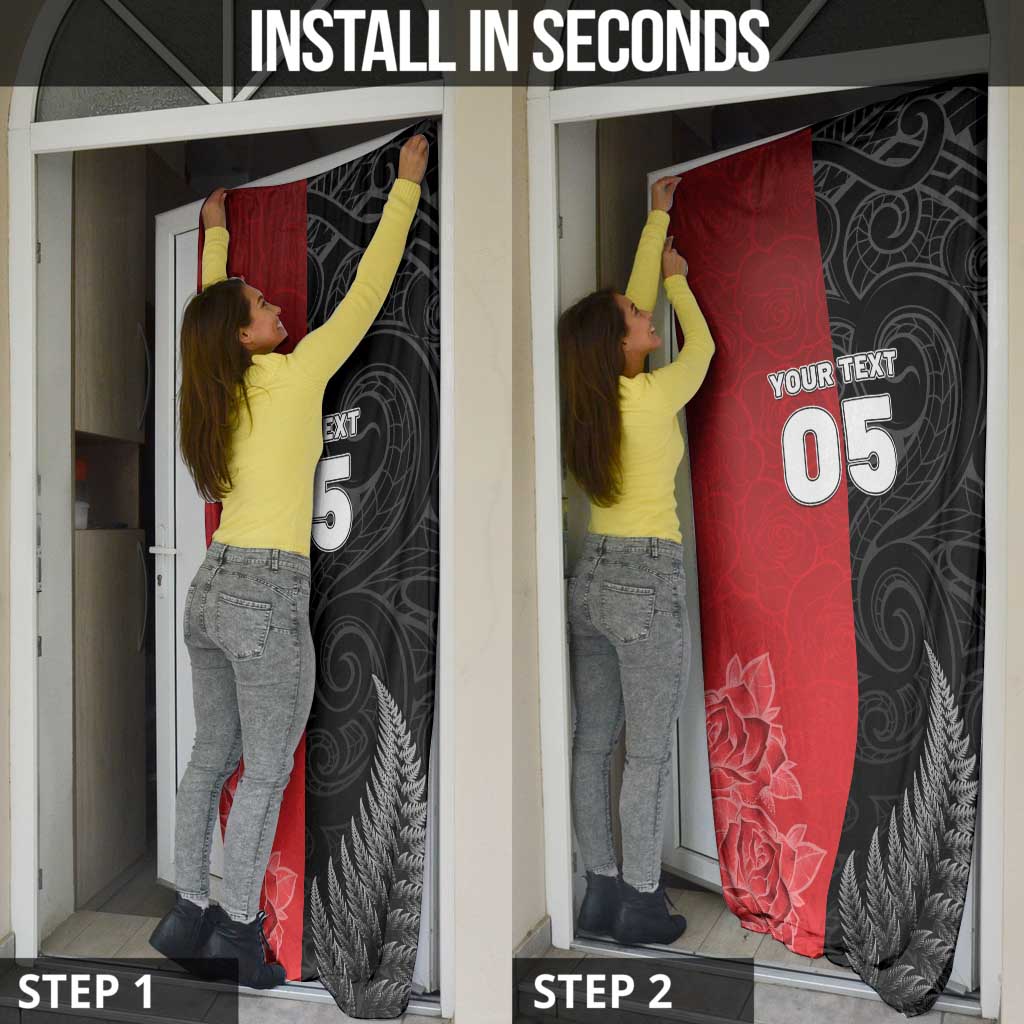 New Zealand And England Rugby Custom Door Cover Red Rose Mix Maori Pattern LT05 - Polynesian Pride