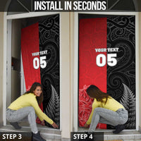 New Zealand And England Rugby Custom Door Cover Red Rose Mix Maori Pattern LT05 - Polynesian Pride