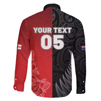 New Zealand And England Rugby Custom Family Matching Mermaid Dress and Hawaiian Shirt Red Rose Mix Maori Pattern - Polynesian Pride