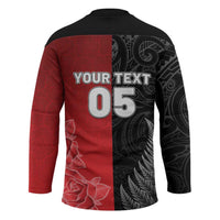 New Zealand And England Rugby Custom Hockey Jersey Red Rose Mix Maori Pattern - Polynesian Pride