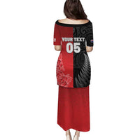 New Zealand And England Rugby Custom Puletasi Red Rose Mix Maori Pattern LT05 - Polynesian Pride