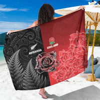New Zealand And England Rugby Sarong Red Rose Mix Maori Pattern - Polynesian Pride