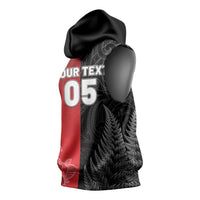 New Zealand And England Rugby Custom Sleeveless Hoodie Red Rose Mix Maori Pattern - Polynesian Pride
