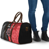 New Zealand And England Rugby Travel Bag Red Rose Mix Maori Pattern - Polynesian Pride