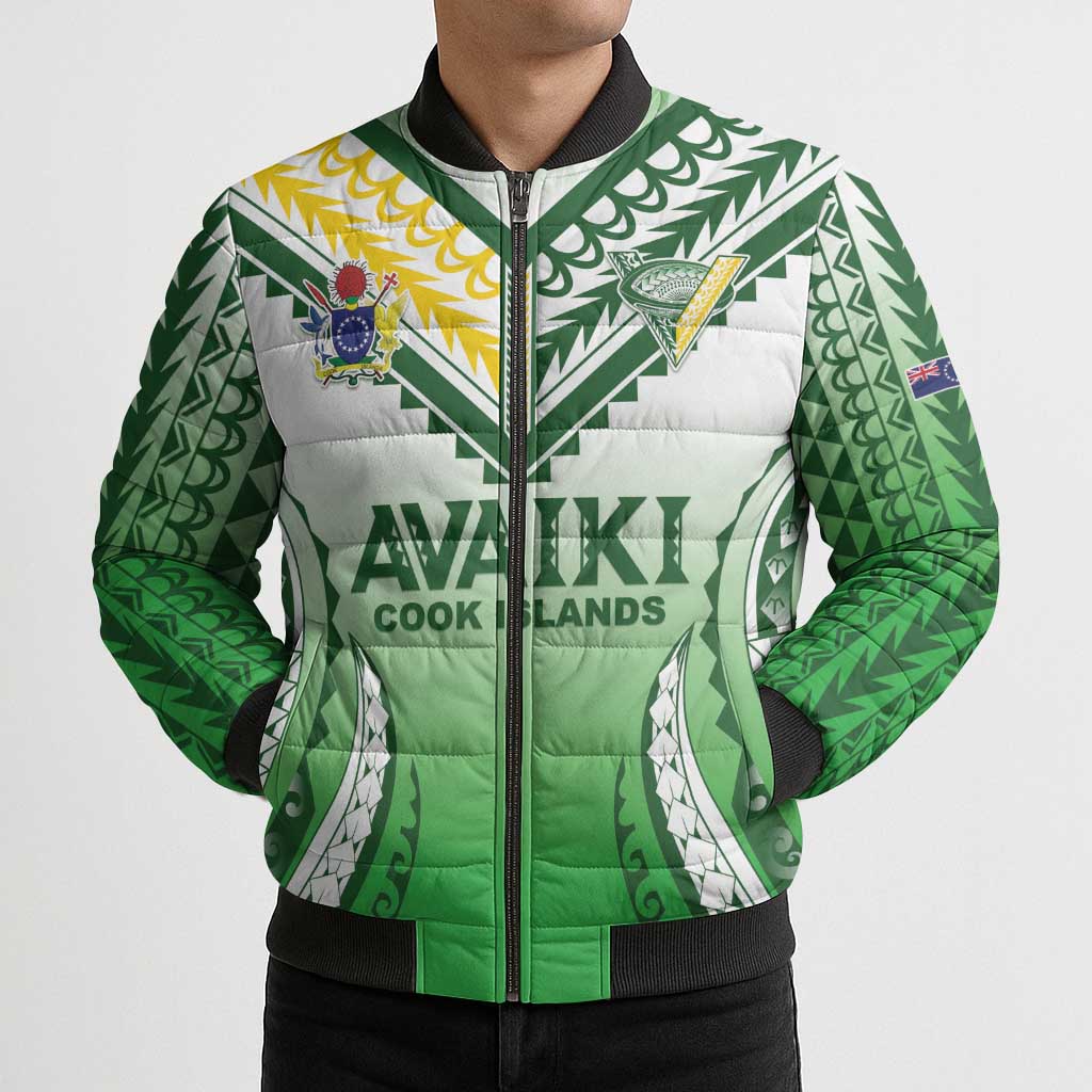 Custom Cook Islands Avaiki Rugby Bomber Puffer Jacket Go Champions - Polynesian Pride
