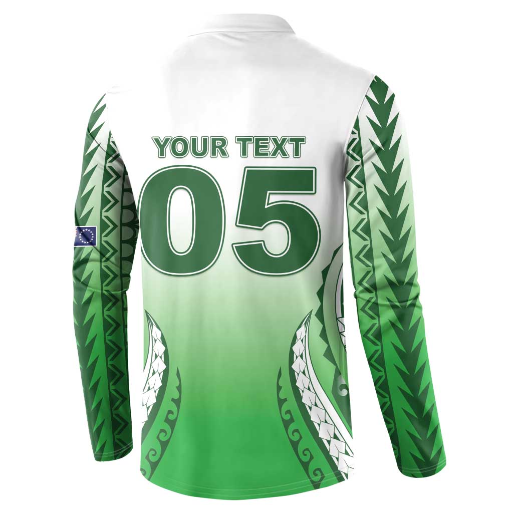 Custom Cook Islands Avaiki Rugby Button Sweatshirt Go Champions - Polynesian Pride