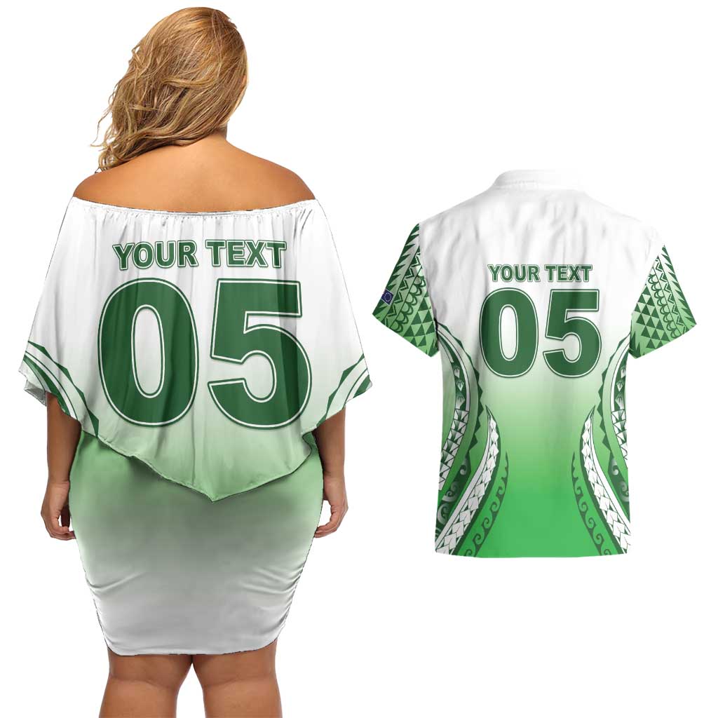 Custom Cook Islands Avaiki Rugby Couples Matching Off Shoulder Short Dress and Hawaiian Shirt Go Champions - Polynesian Pride