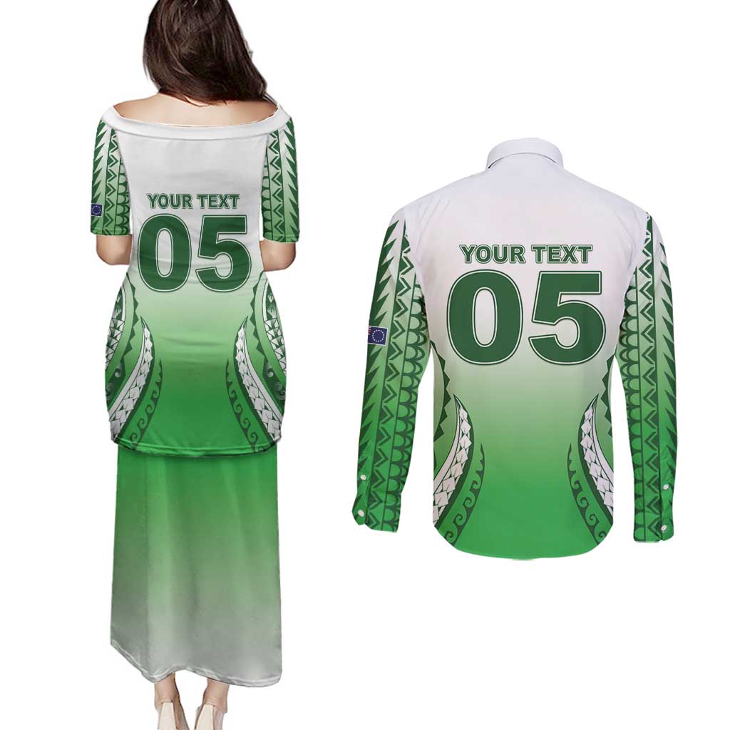 Custom Cook Islands Avaiki Rugby Couples Matching Puletasi and Long Sleeve Button Shirt Go Champions - Polynesian Pride