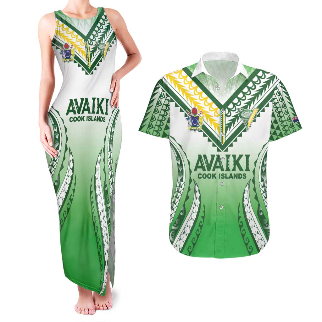 Custom Cook Islands Avaiki Rugby Couples Matching Tank Maxi Dress and Hawaiian Shirt Go Champions - Polynesian Pride