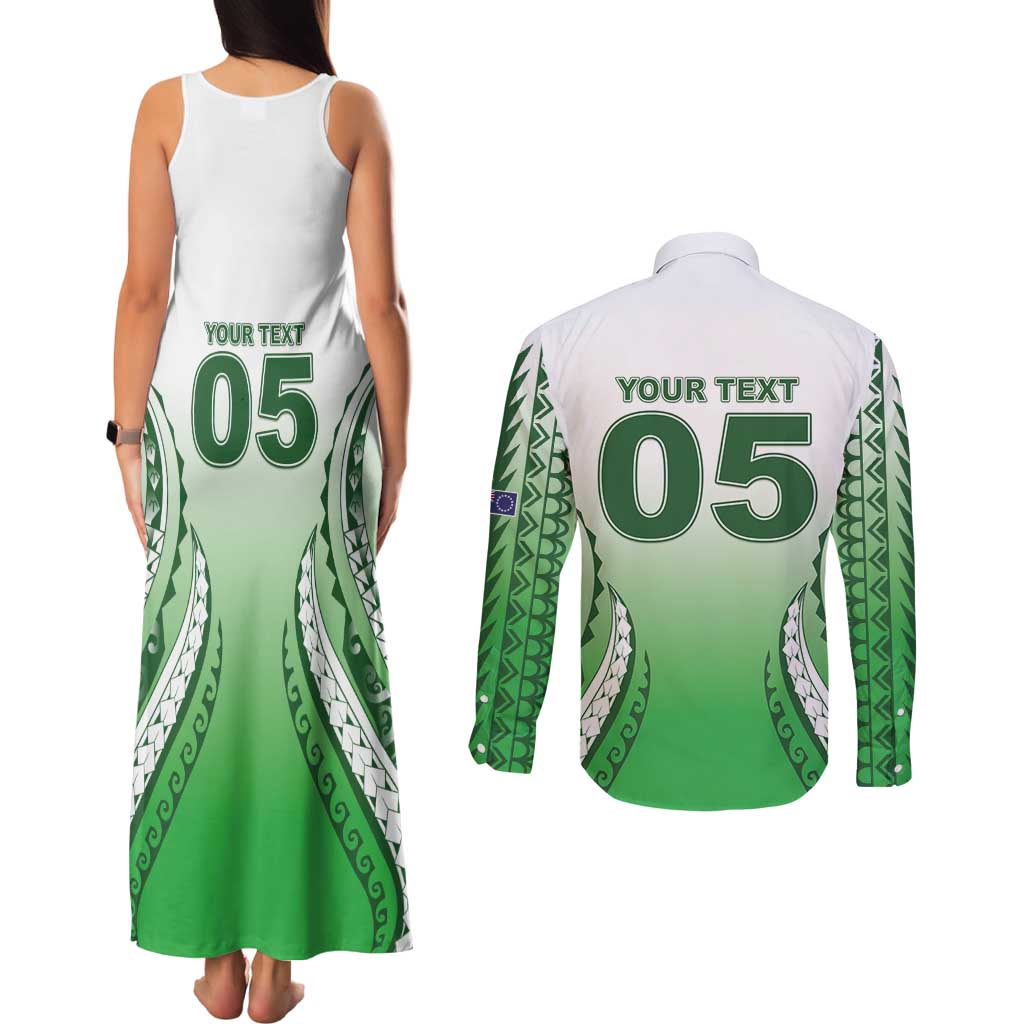 Custom Cook Islands Avaiki Rugby Couples Matching Tank Maxi Dress and Long Sleeve Button Shirt Go Champions - Polynesian Pride