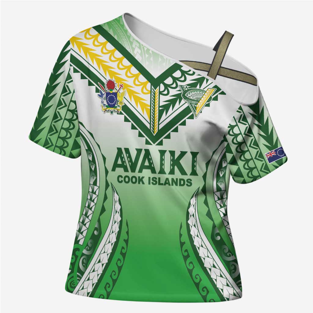 Custom Cook Islands Avaiki Rugby Cross Shoulder Shirt Go Champions - Polynesian Pride