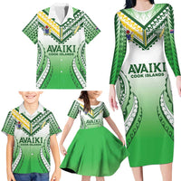 Custom Cook Islands Avaiki Rugby Family Matching Long Sleeve Bodycon Dress and Hawaiian Shirt Go Champions - Polynesian Pride