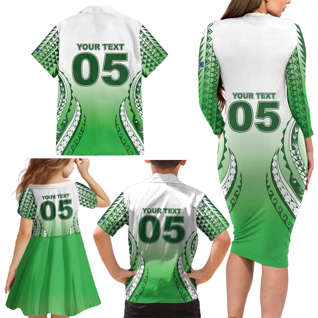 Custom Cook Islands Avaiki Rugby Family Matching Long Sleeve Bodycon Dress and Hawaiian Shirt Go Champions - Polynesian Pride
