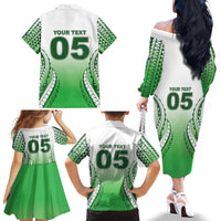 Custom Cook Islands Avaiki Rugby Family Matching Off The Shoulder Long Sleeve Dress and Hawaiian Shirt Go Champions - Polynesian Pride