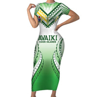 Custom Cook Islands Avaiki Rugby Family Matching Short Sleeve Bodycon Dress and Hawaiian Shirt Go Champions - Polynesian Pride