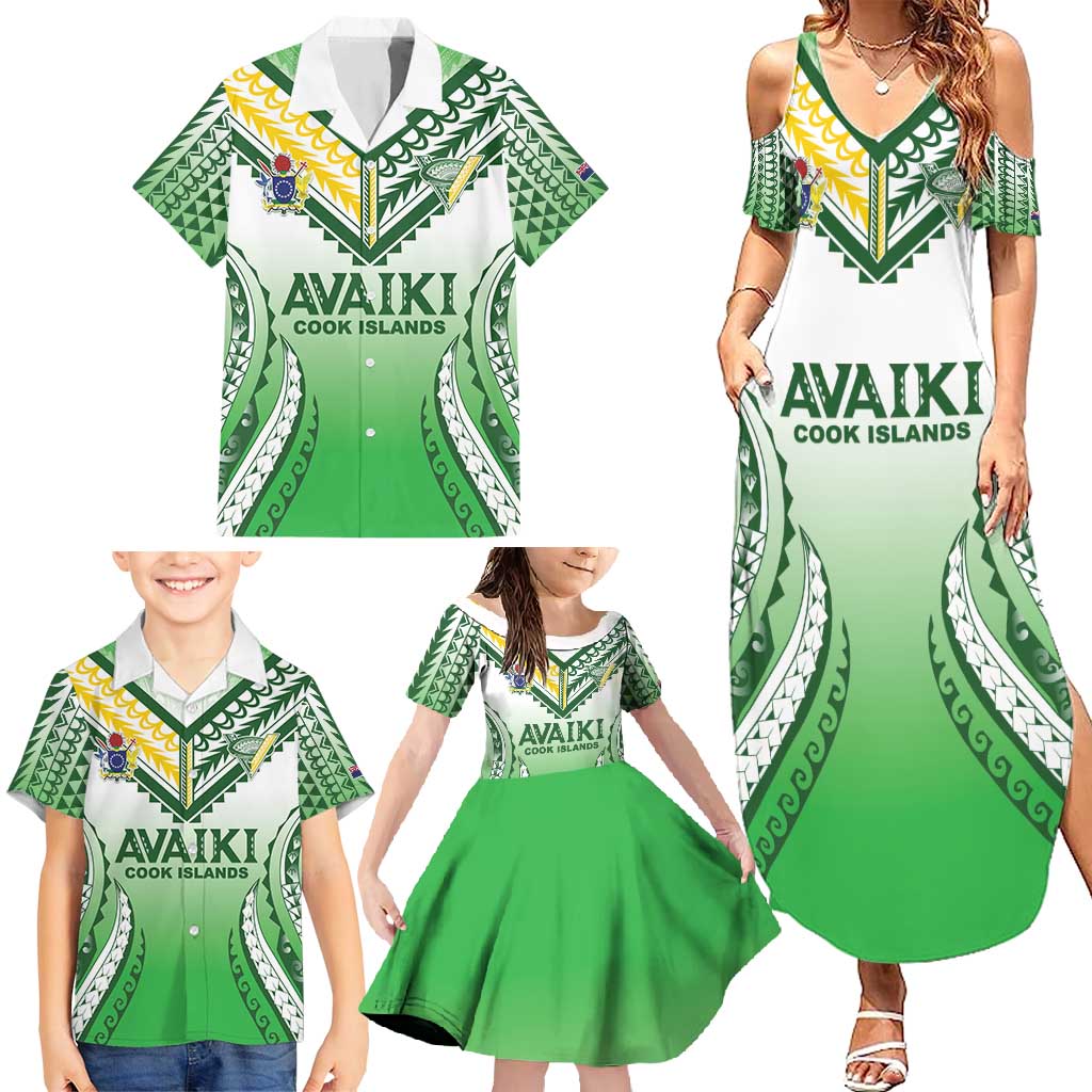 Custom Cook Islands Avaiki Rugby Family Matching Summer Maxi Dress and Hawaiian Shirt Go Champions - Polynesian Pride