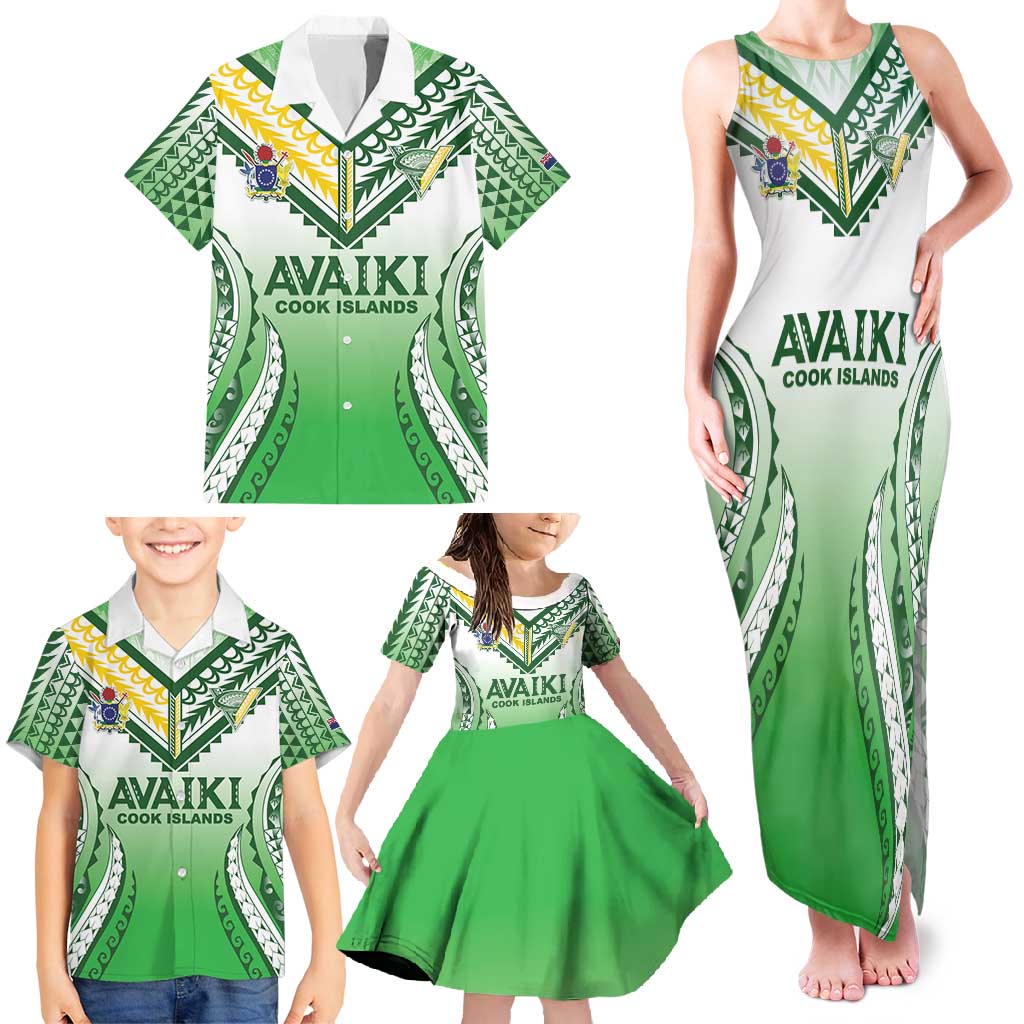 Custom Cook Islands Avaiki Rugby Family Matching Tank Maxi Dress and Hawaiian Shirt Go Champions - Polynesian Pride