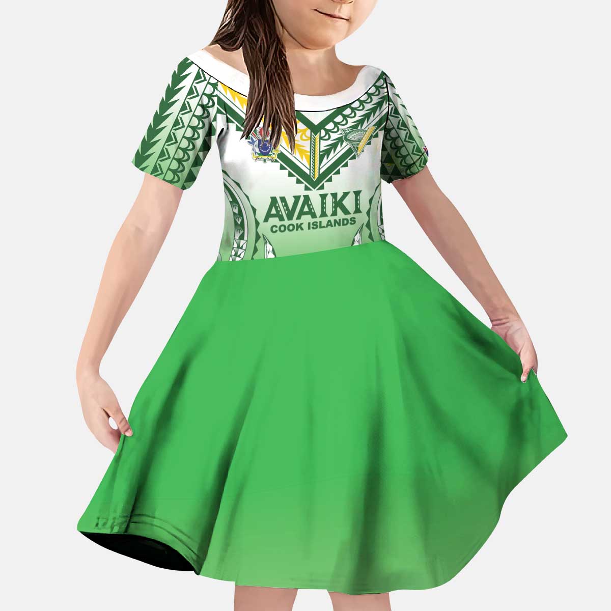 Custom Cook Islands Avaiki Rugby Kid Short Sleeve Dress Go Champions - Polynesian Pride