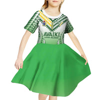 Custom Cook Islands Avaiki Rugby Kid Short Sleeve Dress Go Champions - Polynesian Pride