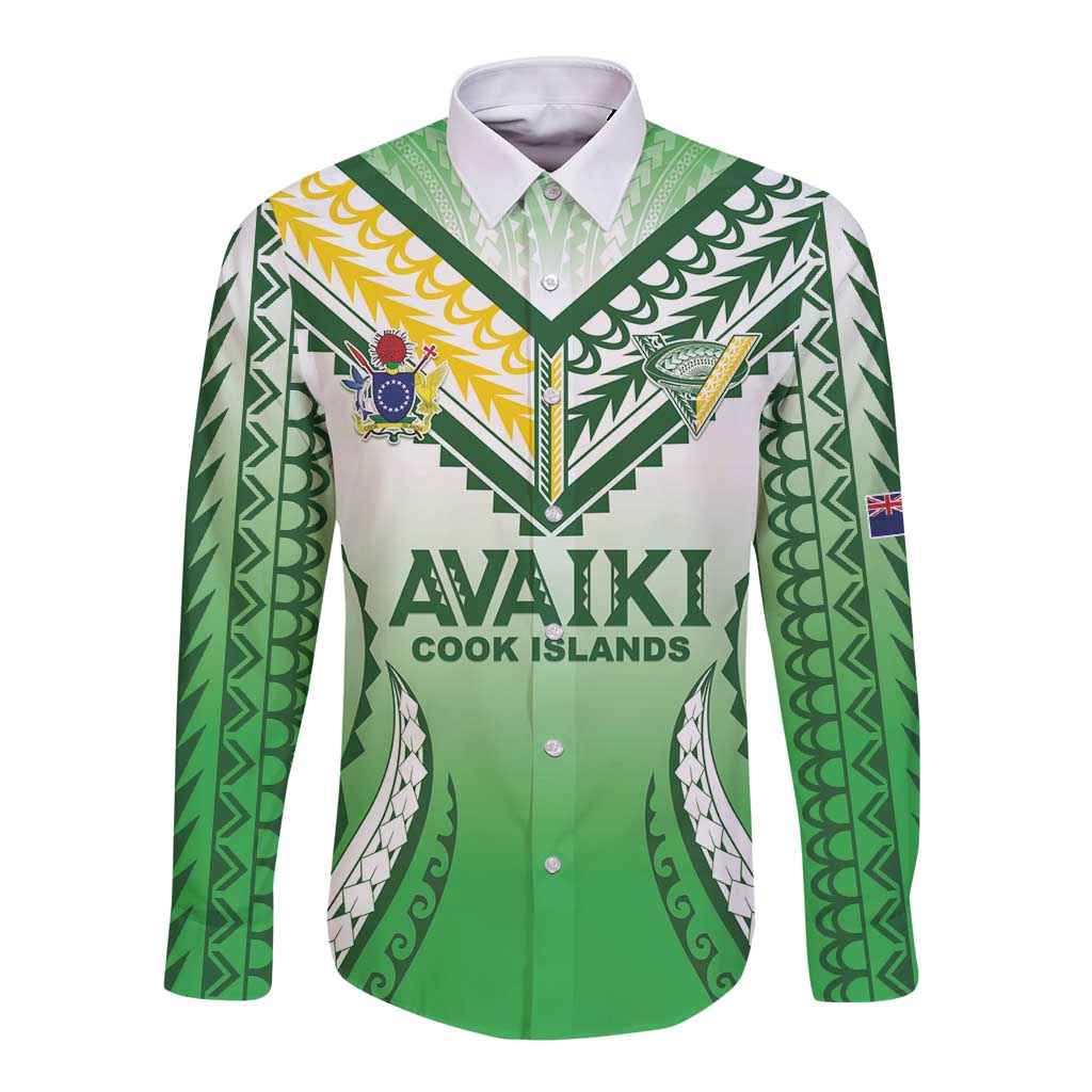 Custom Cook Islands Avaiki Rugby Long Sleeve Button Shirt Go Champions - Polynesian Pride