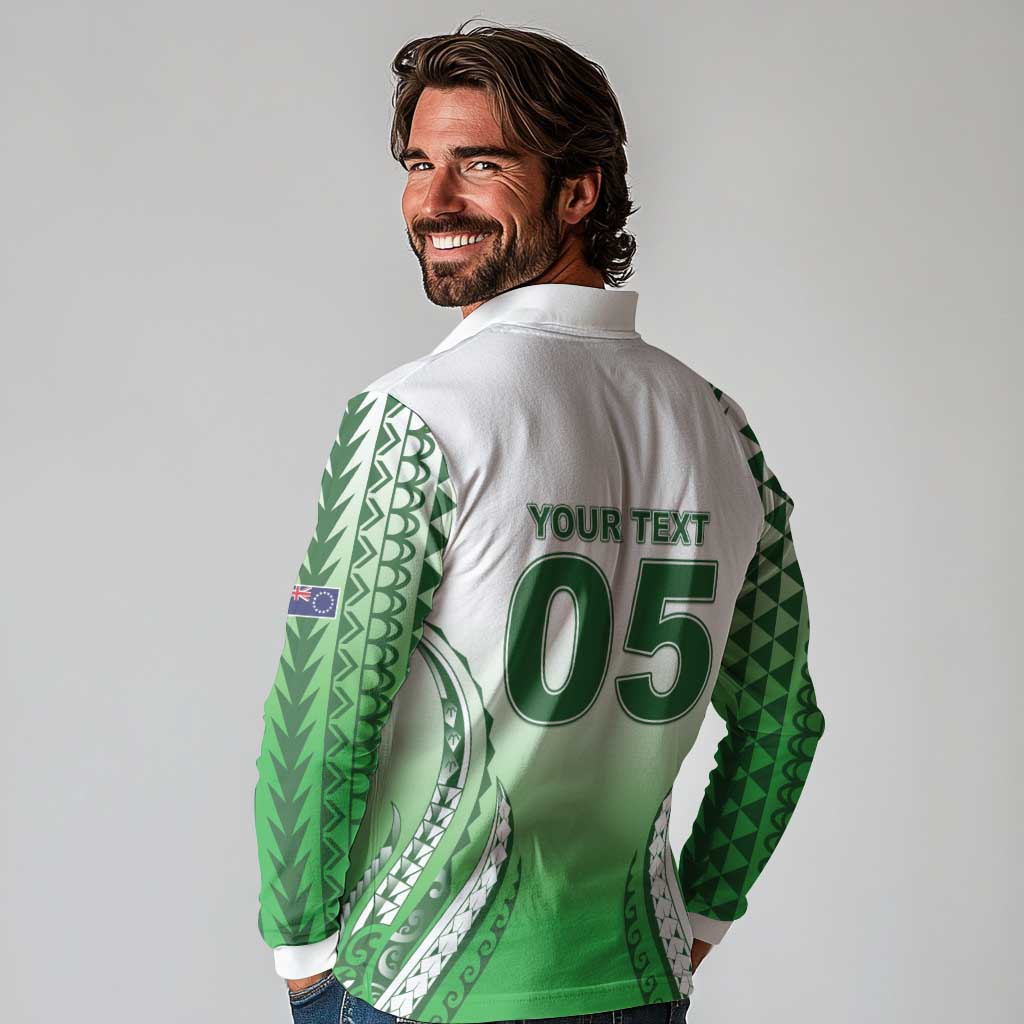 Custom Cook Islands Avaiki Rugby Long Sleeve Polo Shirt Go Champions - Polynesian Pride