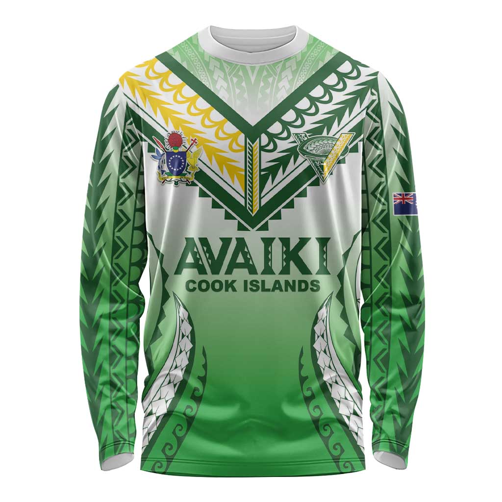 Custom Cook Islands Avaiki Rugby Long Sleeve Shirt Go Champions - Polynesian Pride