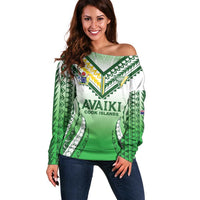 Custom Cook Islands Avaiki Rugby Off Shoulder Sweater Go Champions - Polynesian Pride