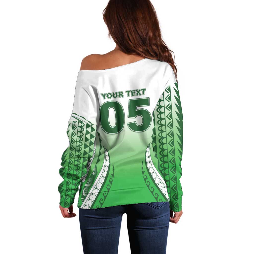 Custom Cook Islands Avaiki Rugby Off Shoulder Sweater Go Champions - Polynesian Pride