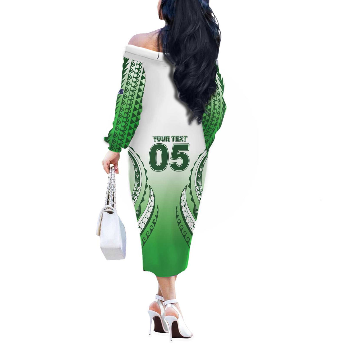 Custom Cook Islands Avaiki Rugby Off The Shoulder Long Sleeve Dress Go Champions - Polynesian Pride