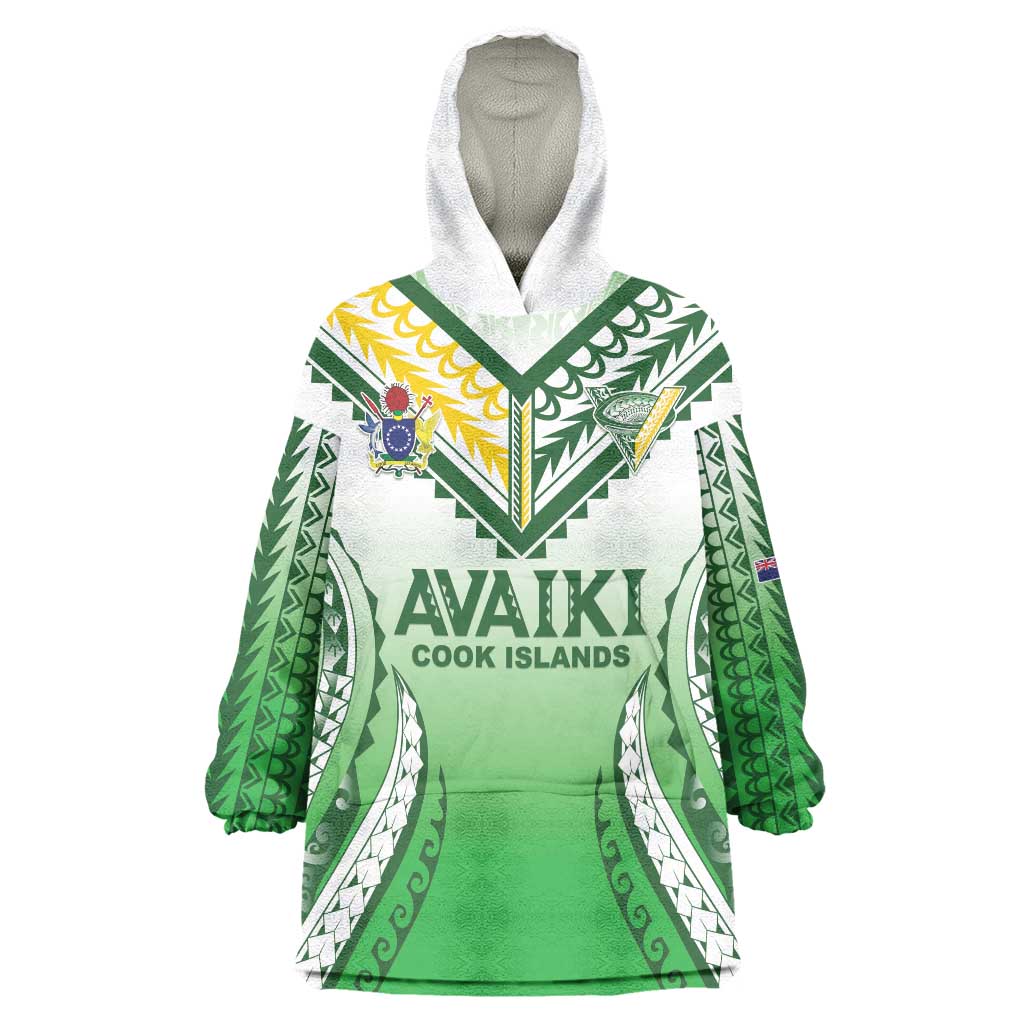 Custom Cook Islands Avaiki Rugby Wearable Blanket Hoodie Go Champions - Polynesian Pride