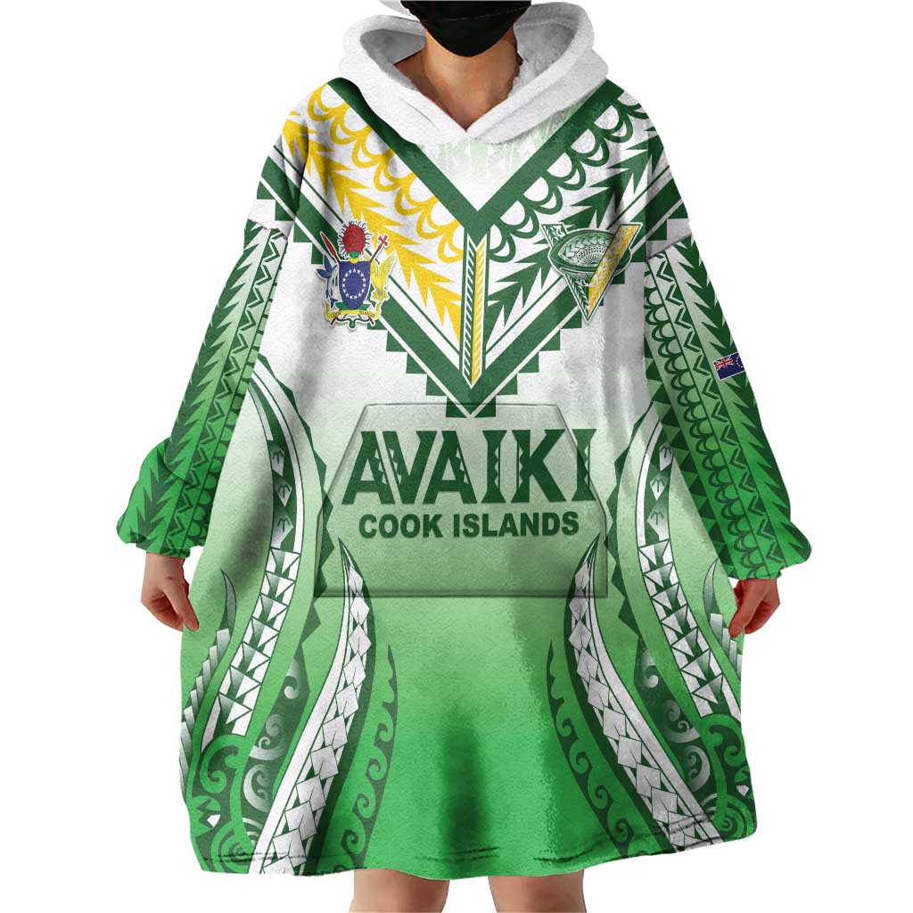 Custom Cook Islands Avaiki Rugby Wearable Blanket Hoodie Go Champions - Polynesian Pride