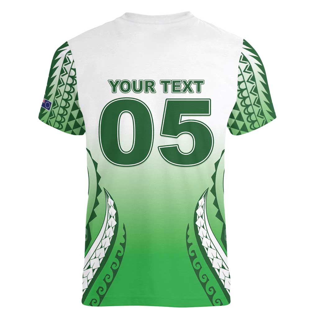 Custom Cook Islands Avaiki Rugby Women V-Neck T-Shirt Go Champions - Polynesian Pride