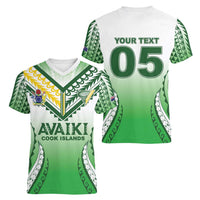 Custom Cook Islands Avaiki Rugby Women V-Neck T-Shirt Go Champions - Polynesian Pride