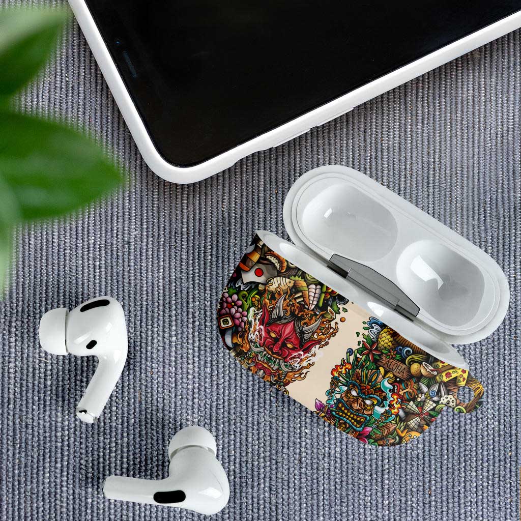 Hawaii And Japan AirPods Case Tiki With Oni Mask LT05 - Polynesian Pride