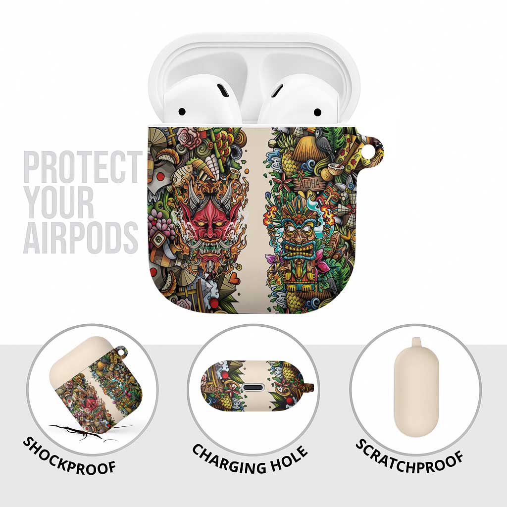 Hawaii And Japan AirPods Case Tiki With Oni Mask LT05 - Polynesian Pride