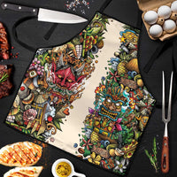 Hawaii And Japan Apron Tiki With Oni Mask LT05 Colorful - Polynesian Pride