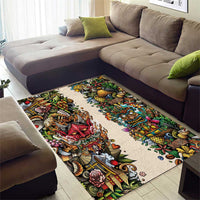 Hawaii And Japan Area Rug Tiki With Oni Mask - Polynesian Pride
