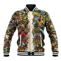 Hawaii And Japan Baseball Jacket Tiki With Oni Mask LT05 Unisex Colorful - Polynesian Pride
