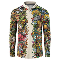 Hawaii And Japan Button Sweatshirt Tiki With Oni Mask LT05 Colorful - Polynesian Pride