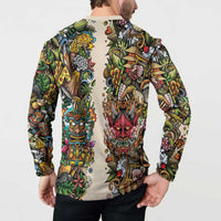 Hawaii And Japan Button Sweatshirt Tiki With Oni Mask LT05 - Polynesian Pride