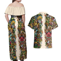 Hawaii And Japan Couples Matching Off Shoulder Maxi Dress and Hawaiian Shirt Tiki With Oni Mask - Polynesian Pride