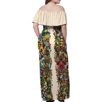 Hawaii And Japan Family Matching Off Shoulder Maxi Dress and Hawaiian Shirt Tiki With Oni Mask - Polynesian Pride