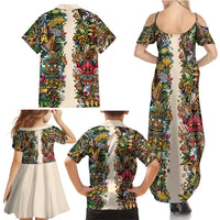 Hawaii And Japan Family Matching Summer Maxi Dress and Hawaiian Shirt Tiki With Oni Mask - Polynesian Pride